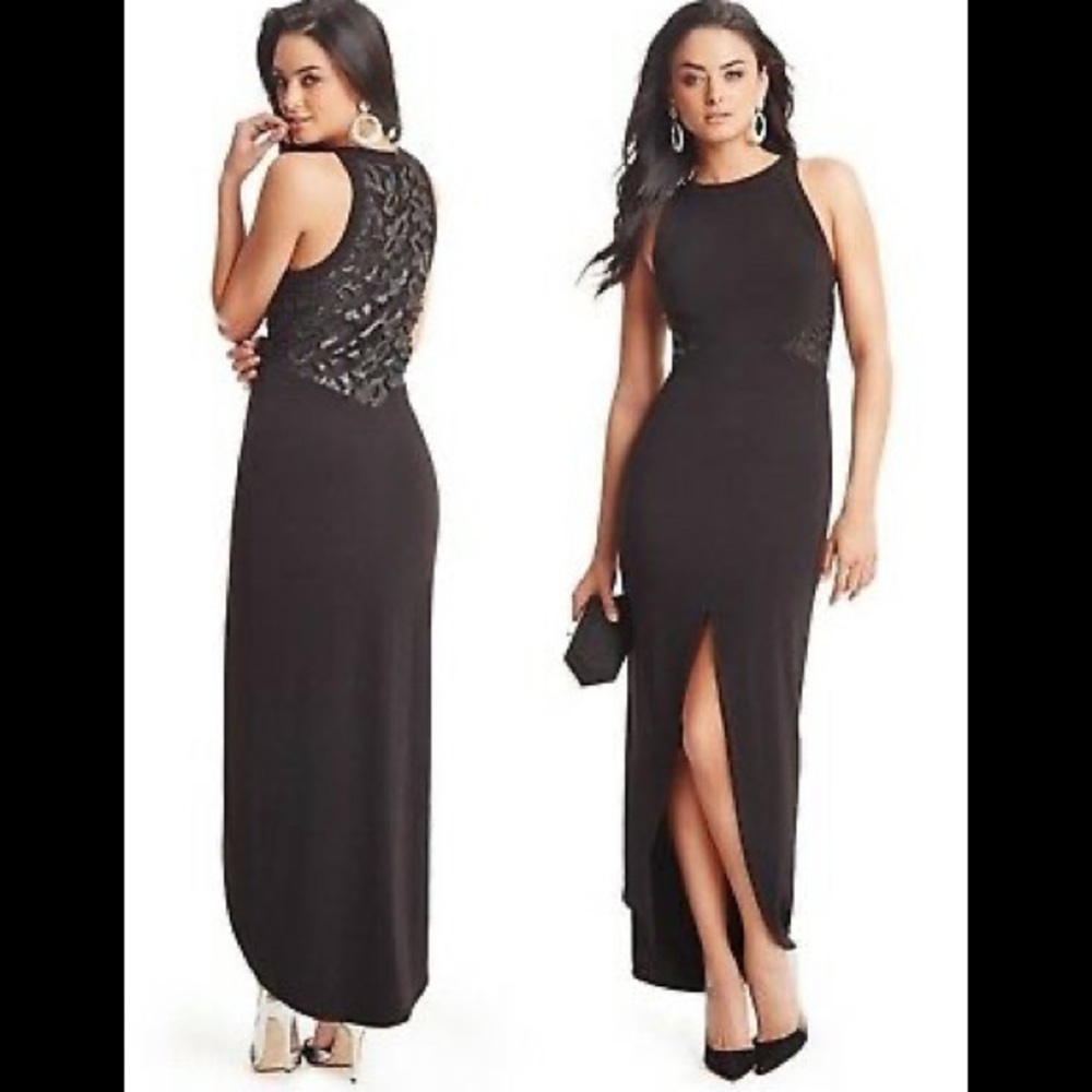 Marciano black maxi dress with floral cutouts XS